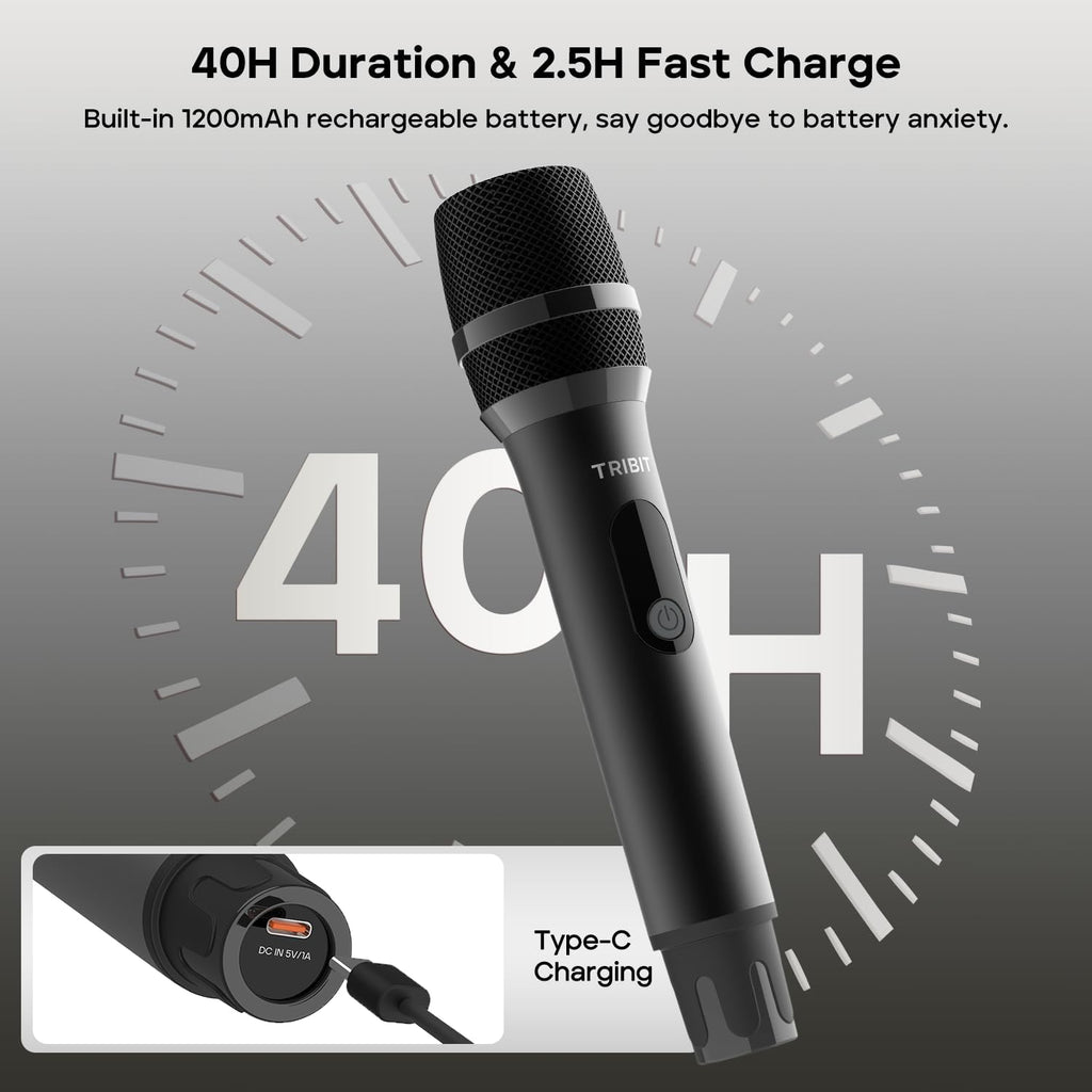Set 2 Microfoane Wireless Tribit BTS56M, pentru Karaoke și Petreceri