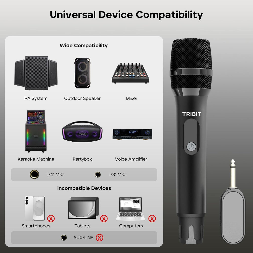 Set 2 Microfoane Wireless Tribit BTS56M, pentru Karaoke și Petreceri