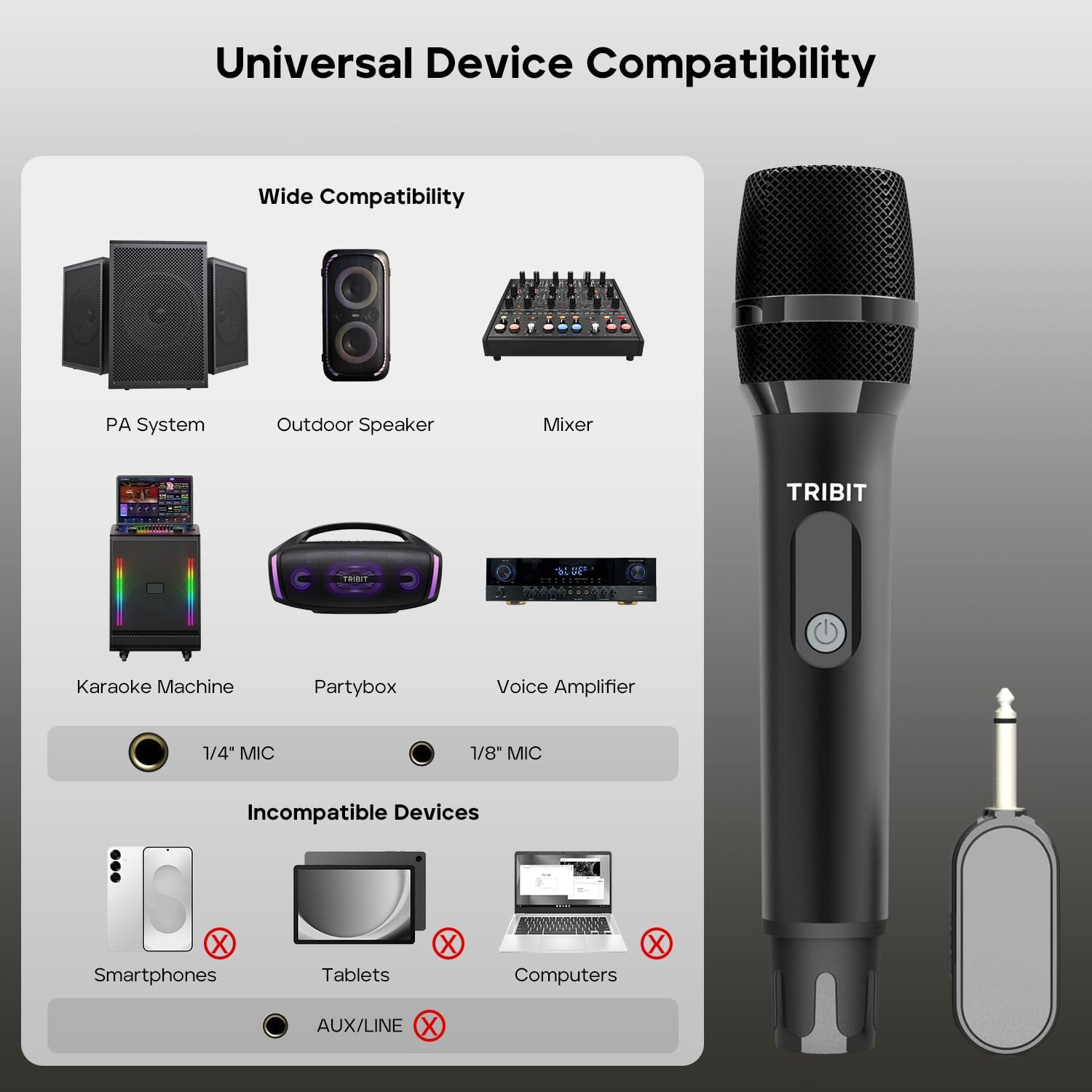 Set 2 Microfoane Wireless Tribit BTS56M, pentru Karaoke și Petreceri
